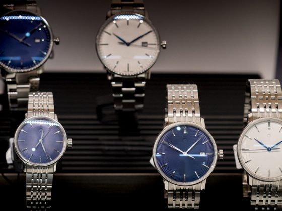 Luxury watches in a store