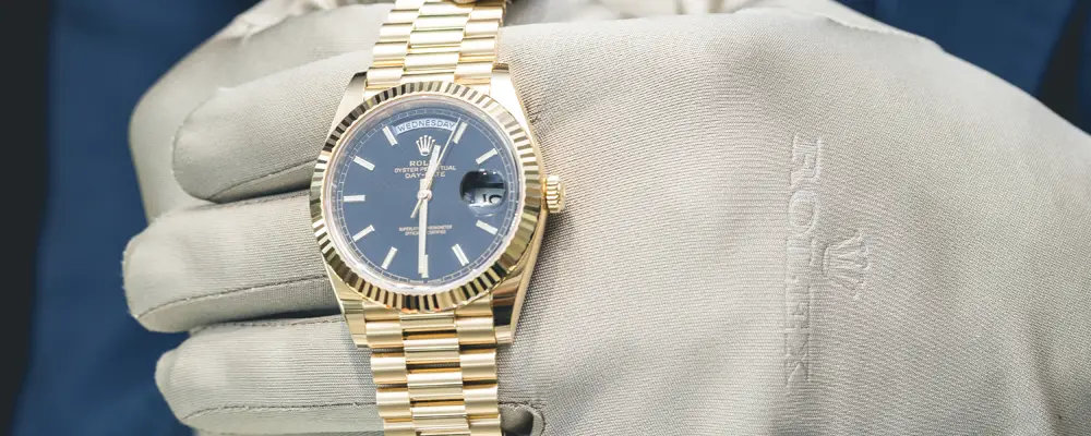 Luxury Rolex watch being presented by the seller