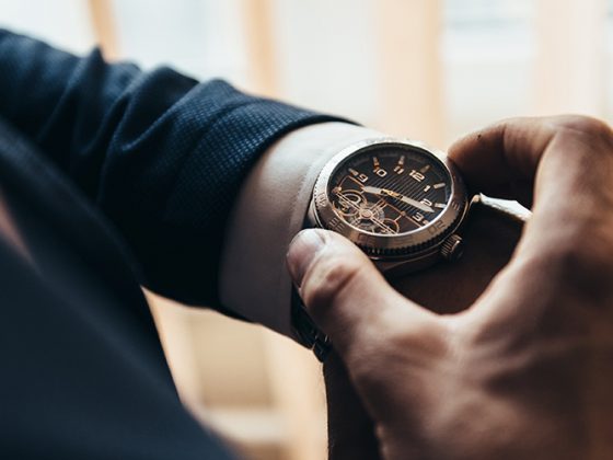 Man with mechanical watch