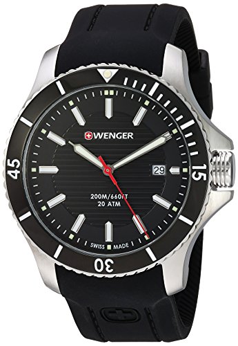 Wenger Men's 0641.102 Sea Force 3H Analog Display Swiss Quartz Black Watch