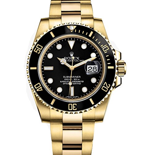 Rolex Submariner Yellow Gold Watch Black Dial Watch 116618